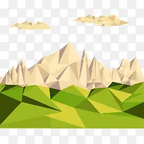 装饰插画山脉与草地