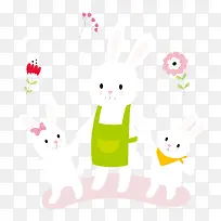 卡通可爱的兔子妈妈和兔宝宝