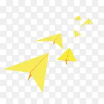 飞翔在天空的黄色纸飞机