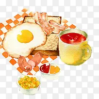 搭配早餐手绘画素材图片