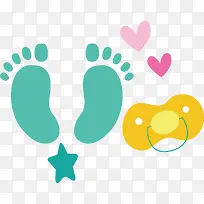 奶嘴绿色脚丫卡通可爱婴儿用品设