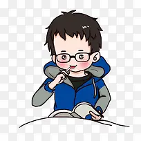 做作业的男孩PNG