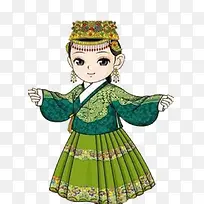 穿民族服饰的卡通女孩
