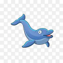 矢量手绘蓝色小海豚