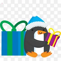 拿着礼物盒的企鹅
