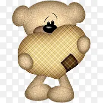 卡通小熊玩偶格子抱枕