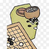 手绘围棋棋盘棋子