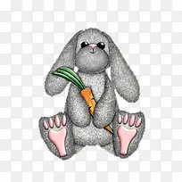 抱萝卜的玩偶兔子