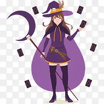 塔罗牌占卜女巫师创意手绘卡通插