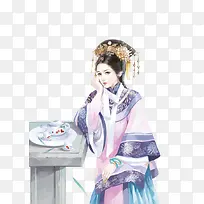 吃饭宫廷女子古风立绘