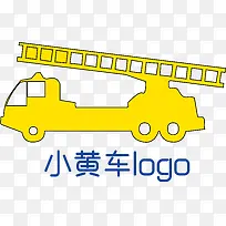 俯视卡通小黄车云伴小黄车