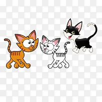 三个颜色不同的小猫咪