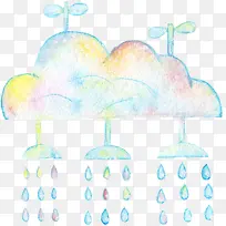 水彩雨点和云朵图案
