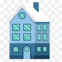 卡通立体蓝色的房屋设计