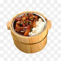 红烧肉饭木桶米饭