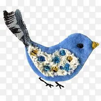 手工布艺蓝色小鸟装饰元素