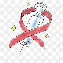 2018世界艾滋日针筒AIDS卡通风手绘