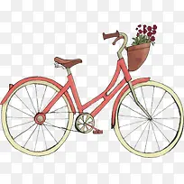 红色手绘自行车