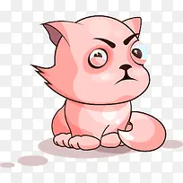 手绘卡通小猫生气表情
