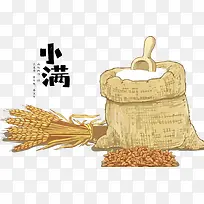 二十四节气小满麦穗粮袋素材