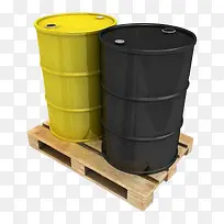 黄黑色圆柱桶机油桶