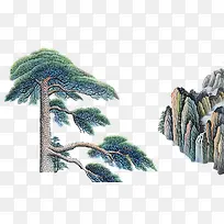 迎客松山水画