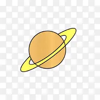 手绘黄色土星