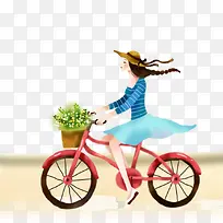 美女骑脚踏车素材