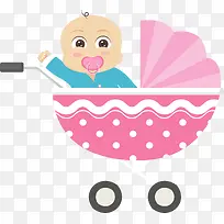 粉红可爱婴儿推车