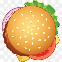 卡通创意汉堡美食装饰插画