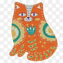 橙色猫咪矢量手绘