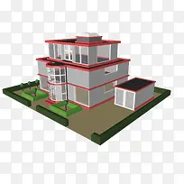 卡通别墅房屋建筑模型png