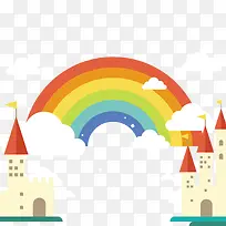 彩色魔法世界城堡矢量图