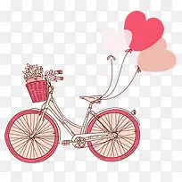 粉色简笔画卡通自行车