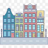 彩色城市高楼建筑房屋图