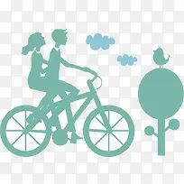 甜蜜情侣骑自行车