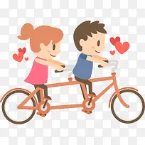 情侣骑双人自行车