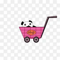 双十一创意设计熊猫购物车