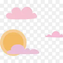 粉红色的云朵和太阳矢量图