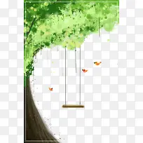 绿色简约春季创意海报免抠