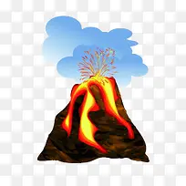 卡通火山岩喷发