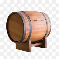 棕色容器开大口的酿酒空木桶实物