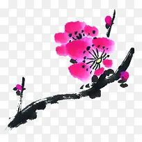 水墨粉色梅花