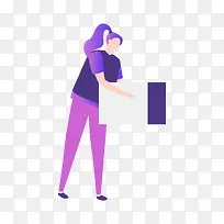 拿快递女性人物插画矢量图