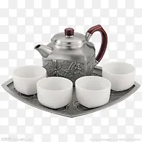 铁茶壶白色茶杯