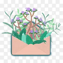装饰信封植物花卉元素