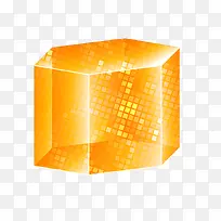 矢量水晶立方体半透明橙色六棱柱