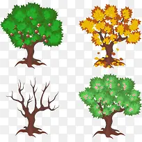 矢量手绘不同季节的树