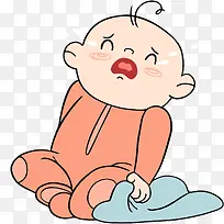 矢量手绘哭泣的卡通婴儿人物