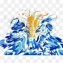 动漫海洋龙虾插画